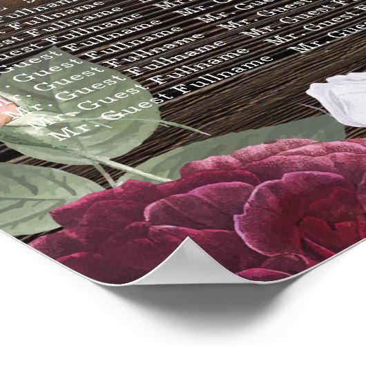 Rustic Floral Wedding Seating Chart Poster (Hoek)