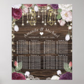 Rustic Floral Wedding Seating Chart Poster (Voorkant)