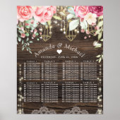 Rustic Floral Wedding Seating Chart Poster (Voorkant)