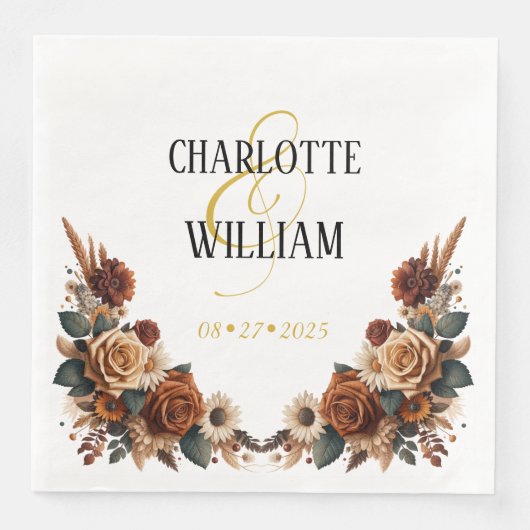 Rustic Floral Wedding Servet (Voorkant)