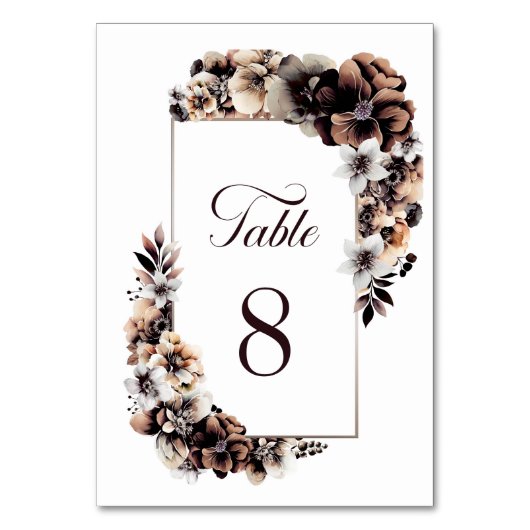 Rustic Floral Wedding Table Number Kaart (Achterkant)