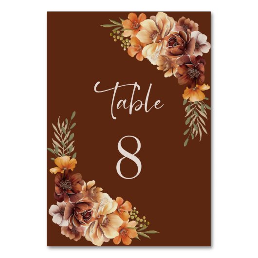 Rustic Floral Wedding Table Number Kaart (Achterkant)