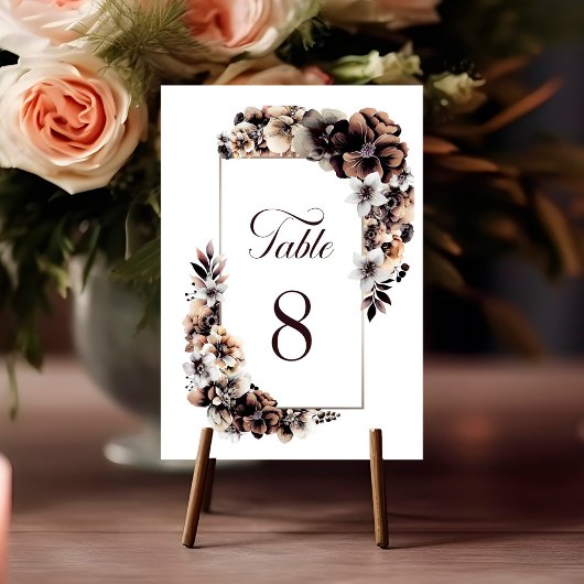 Rustic Floral Wedding Table Number Kaart