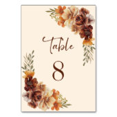 Rustic Floral Wedding Table Number Kaart (Achterkant)