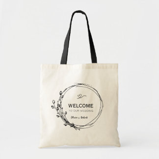 Rustic Floral Wedding Welcome Canvas tas