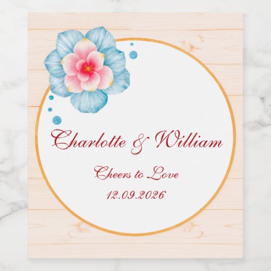 Rustic Floral Wedding Wijn Etiket (Enkel label)
