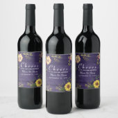 Rustic Floral Wedding Wine Label Wijn Etiket (Flessen)