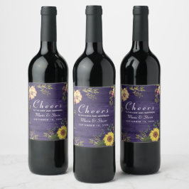 Rustic Floral Wedding Wine Label Wijn Etiket