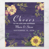 Rustic Floral Wedding Wine Label Wijn Etiket (Enkel label)