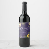 Rustic Floral Wedding Wine Label Wijn Etiket (Voorkant)