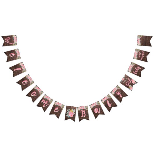 Rustic Floral Welcome Baby Bunting Banner (Alle)