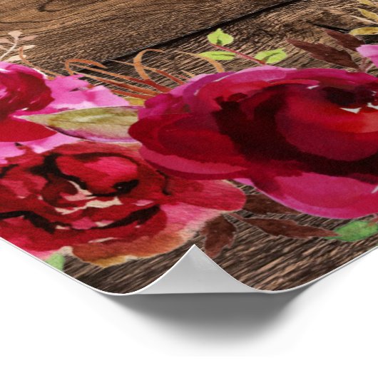 Rustic Floral Welkom in Quinceañera 15e verjaardag Poster (Hoek)