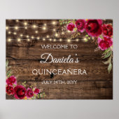 Rustic Floral Welkom in Quinceañera 15e verjaardag Poster (Voorkant)