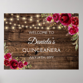 Rustic Floral Welkom in Quinceañera 15e verjaardag Poster