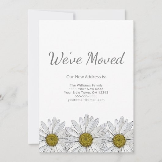 Rustic Floral White Daisies Modern Moving Aankondiging (Voorkant)