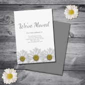 Rustic Floral White Daisies Modern Moving Aankondiging