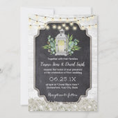 Rustic Floral White Lantern String Lights Wedding Kaart (Voorkant)