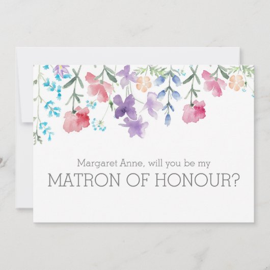 Rustic Floral Wil je Mijn Erematron Zijn? Kaart (Voorkant)