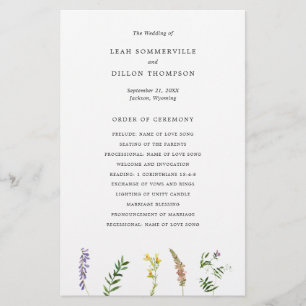 Rustic Floral Wildflower Budget Wedding Programme Flyer
