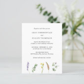 Rustic Floral Wildflower Budget Weduwen Uitnodigin (Staand voorkant)