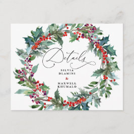 Rustic Floral Winter Wedding Guest Details Informatiekaartje