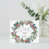 Rustic Floral Winter Wedding Guest Details Informatiekaartje (Staand voorkant)