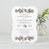Rustic Floral | Winterbotanisch huwelijk Kaart (Staand voorkant)
