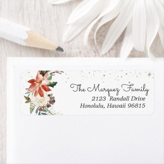 Rustic Floral | Winterlabel voor botanische bruilo Etiket (Insitu)