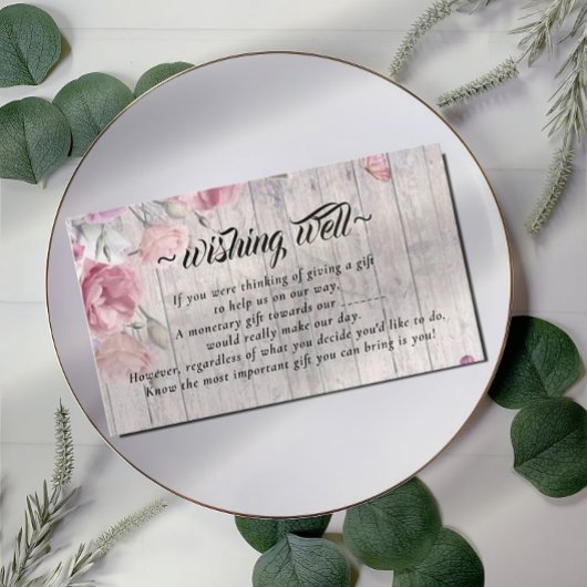 Rustic Floral Wishing Well for Wedding Informatiekaartje