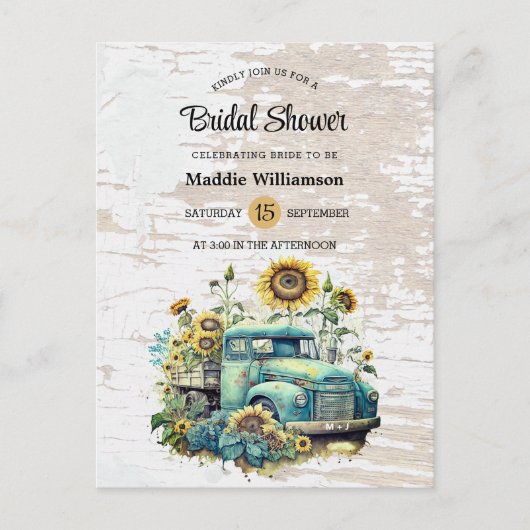 Rustic Floral Wood Bridal Shower Briefkaart (Voorkant)