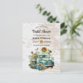 Rustic Floral Wood Bridal Shower Briefkaart (Staand voorkant)