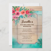 Rustic Floral & Wood Elegant Bachelorette Weekend  Kaart (Voorkant)