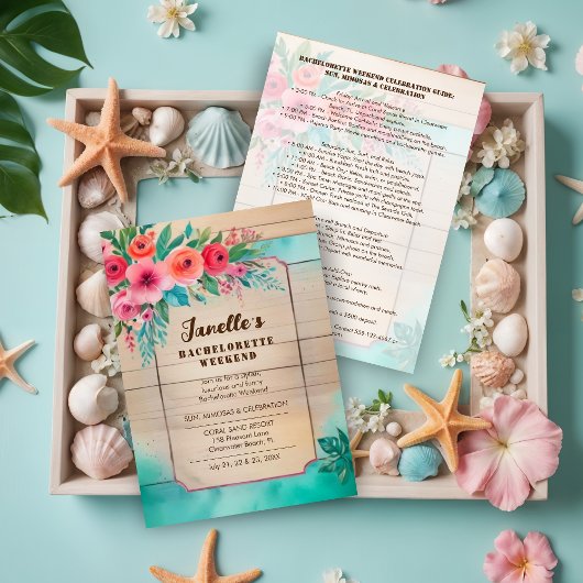 Rustic Floral & Wood Elegant Bachelorette Weekend  Kaart