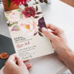 Rustic Floral Wood Marsala Burgundy Vrijgezellenfe Kaart<br><div class="desc">Rustic Floral Wood Marsala Burgundy Vrijgezellenfeest</div>