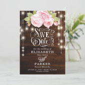 Rustic Floral Wood  typografie Save The Date (Staand voorkant)