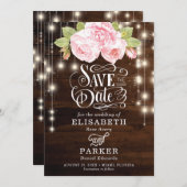 Rustic Floral Wood  typografie Save The Date (Voorkant / Achterkant)