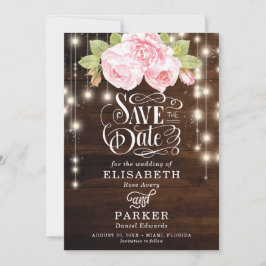 Rustic Floral Wood  typografie Save The Date