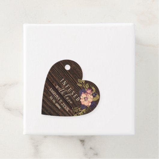 Rustic Floral Wood Wedding Bedankt Bedankjes Labels (In situ)