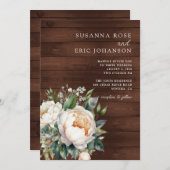 Rustic Floral Wood Wedding Kaart (Voorkant / Achterkant)