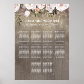 Rustic Floral Wood Wedding Seating Chart Poster (Voorkant)