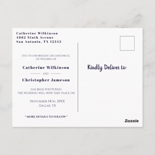  Rustic Floral Wood Wedding uitgesteld Briefkaart (Achterkant)