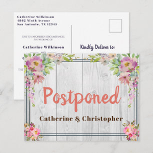  Rustic Floral Wood Wedding uitgesteld Briefkaart