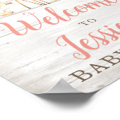 Rustic Floral Woodland Animals Baby shower Welkom Poster (Hoek)