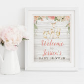 Rustic Floral Woodland Animals Baby shower Welkom Poster