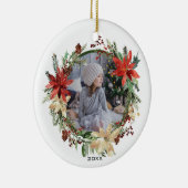 Rustic Floral Wreatfoto met Jaar Keramisch Ornament (Rechts)