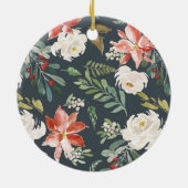 Rustic Floral Wreatfoto met Jaar Keramisch Ornament (Achterkant)