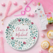 Rustic Floral Wreath | Aangepaste bruiloft Papieren Bordje (Feest)