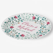 Rustic Floral Wreath | Aangepaste bruiloft Papieren Bordje (Gekanteld)