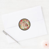 Rustic Floral Wreath Baby Girl Fotostickers Ronde Sticker (Envelop)