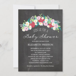 Rustic Floral Wreath Baby shower Kaart